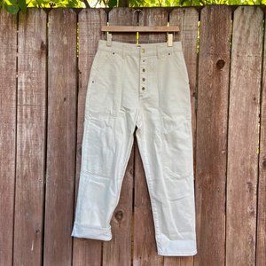 Acynetic Cream High-Waisted Carpenter Work Pants Sz 26